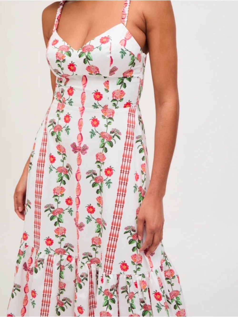 Hill House Pink and Green Floral Striped Midi Dress - Picture 5 of 16